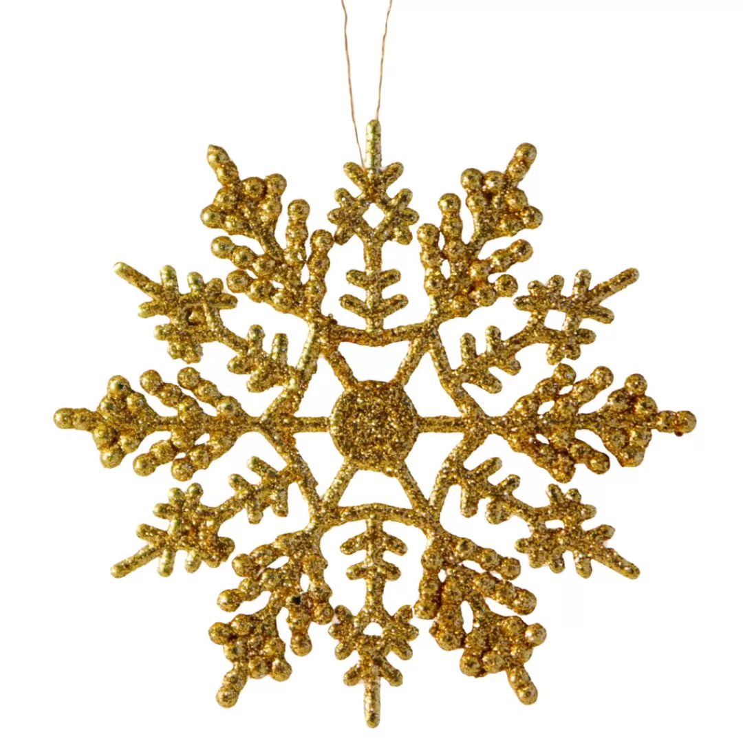 The Christmas Shop Gold Theme*10 Gold Glitter Snowflakes