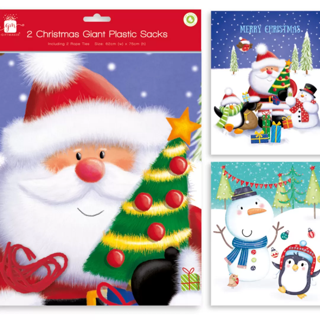 The Christmas Shop Bags | Sacks*2 Large Plastic Sacks