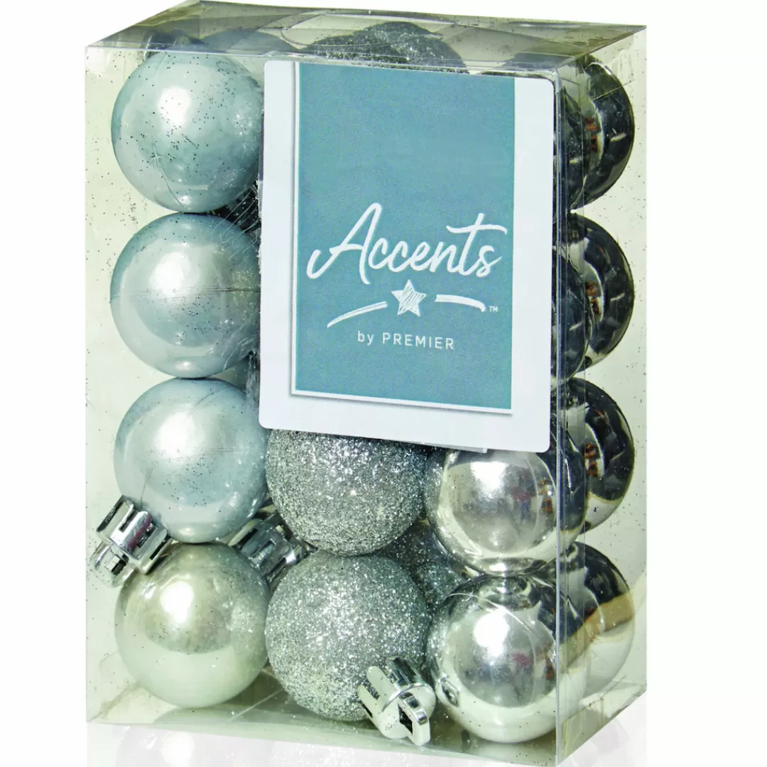 The Christmas Shop Silver & White Theme | Shatterproof*30mm Silver Baubles