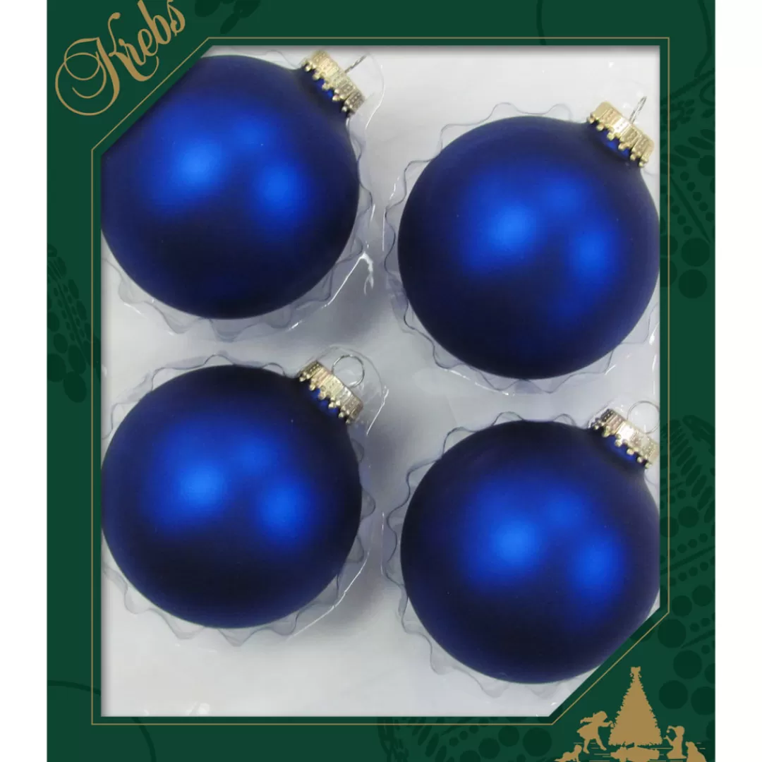 The Christmas Shop Glass*8cm Matt Blue Glass Baubles