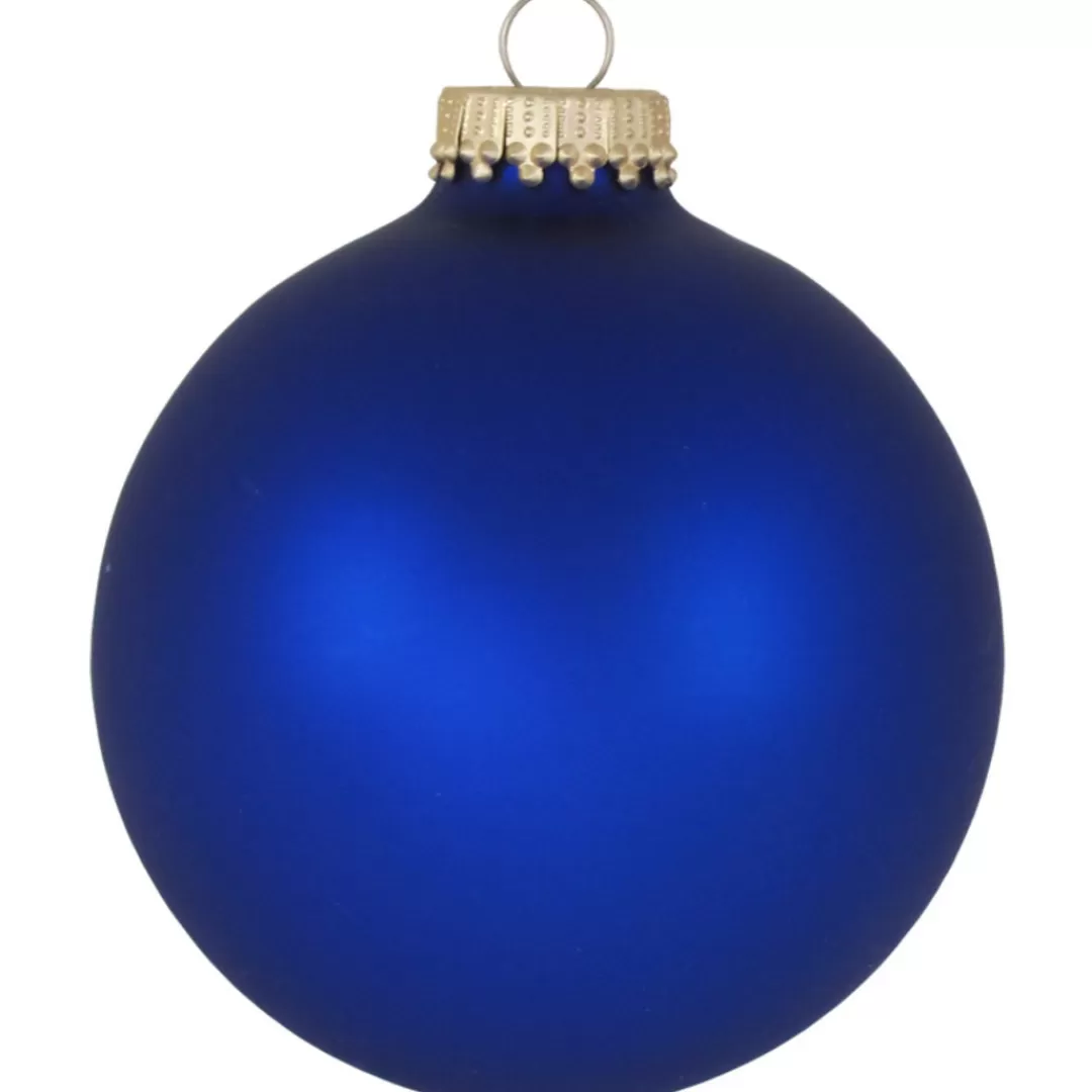 The Christmas Shop Glass*8cm Matt Blue Glass Baubles