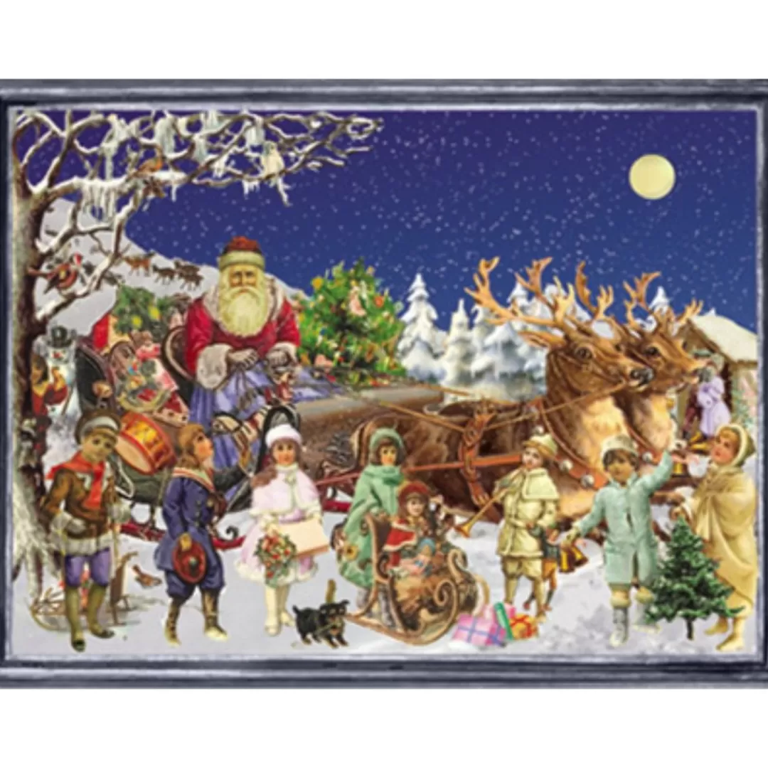 The Christmas Shop Single Cards | Advent Calendars - Card, Fabric And Wood*Advent Card - Santa & Sleigh