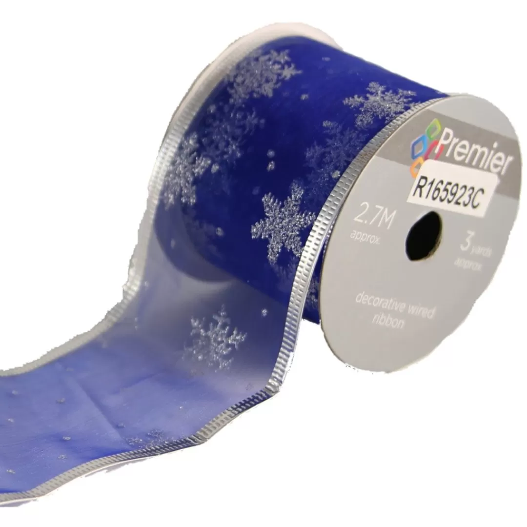 The Christmas Shop Ribbon | Other Colours*Blue Ribbon With Snowflakes