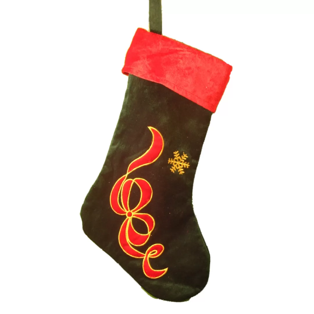 The Christmas Shop Stockings*Dark Green Stocking With Motif