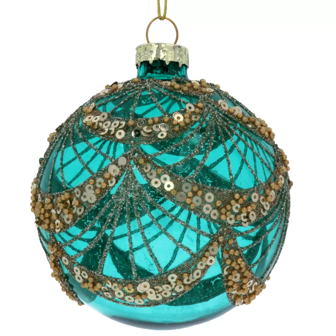 The Christmas Shop Other Colours | Glass*Decorated Turquoise Bauble