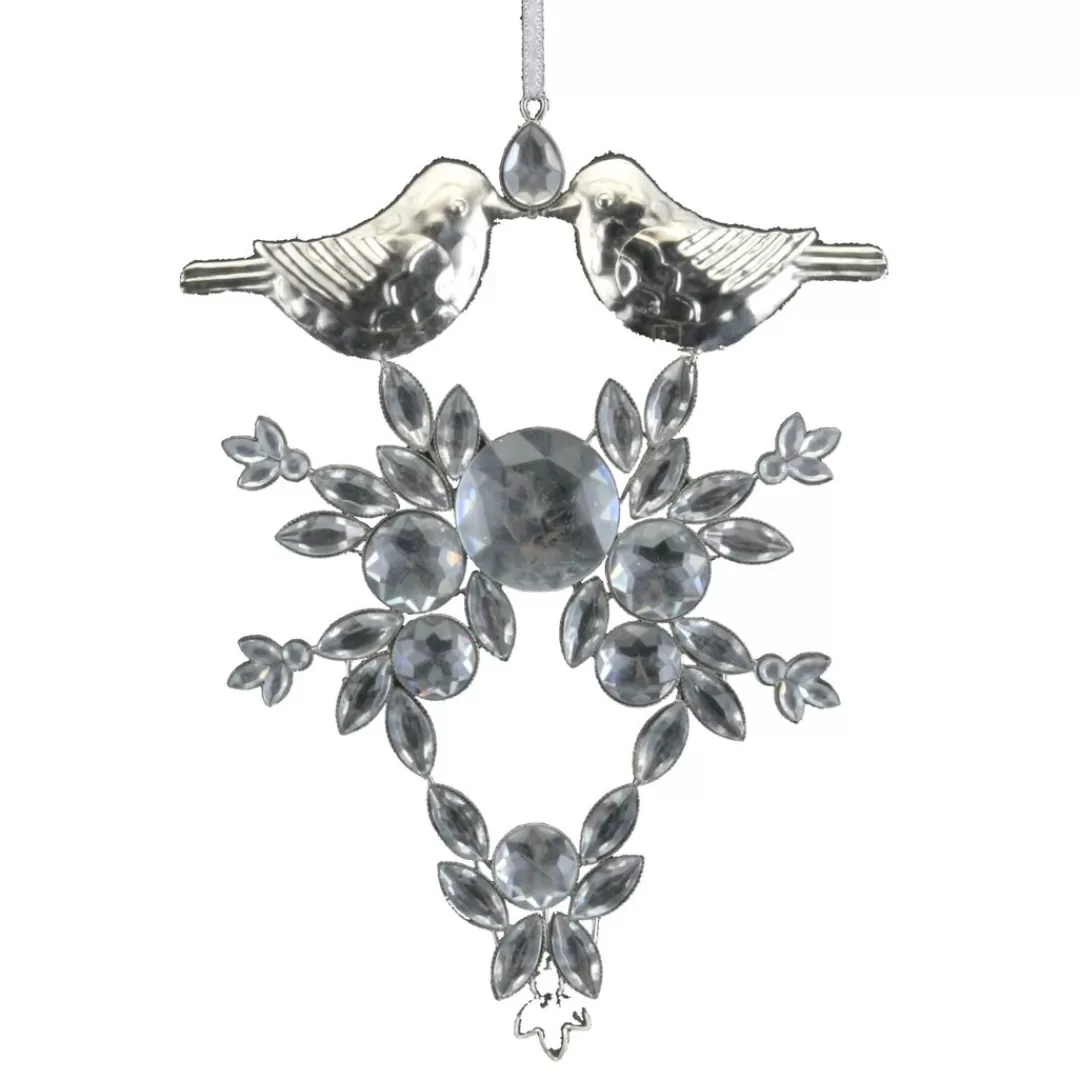 The Christmas Shop Silver & White Theme*Diamante Drop With Tin Birds