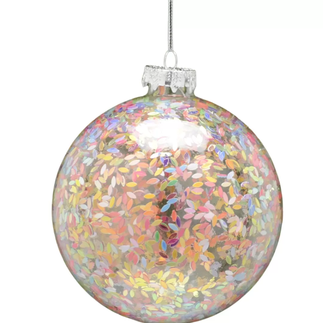 The Christmas Shop Glass*Glass Ball With Multicolour Highlights