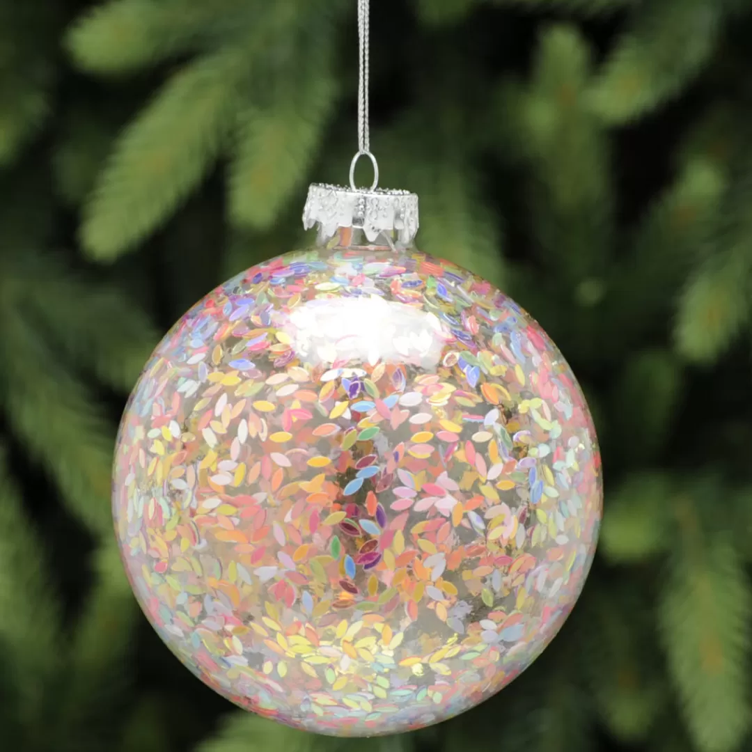 The Christmas Shop Glass*Glass Ball With Multicolour Highlights