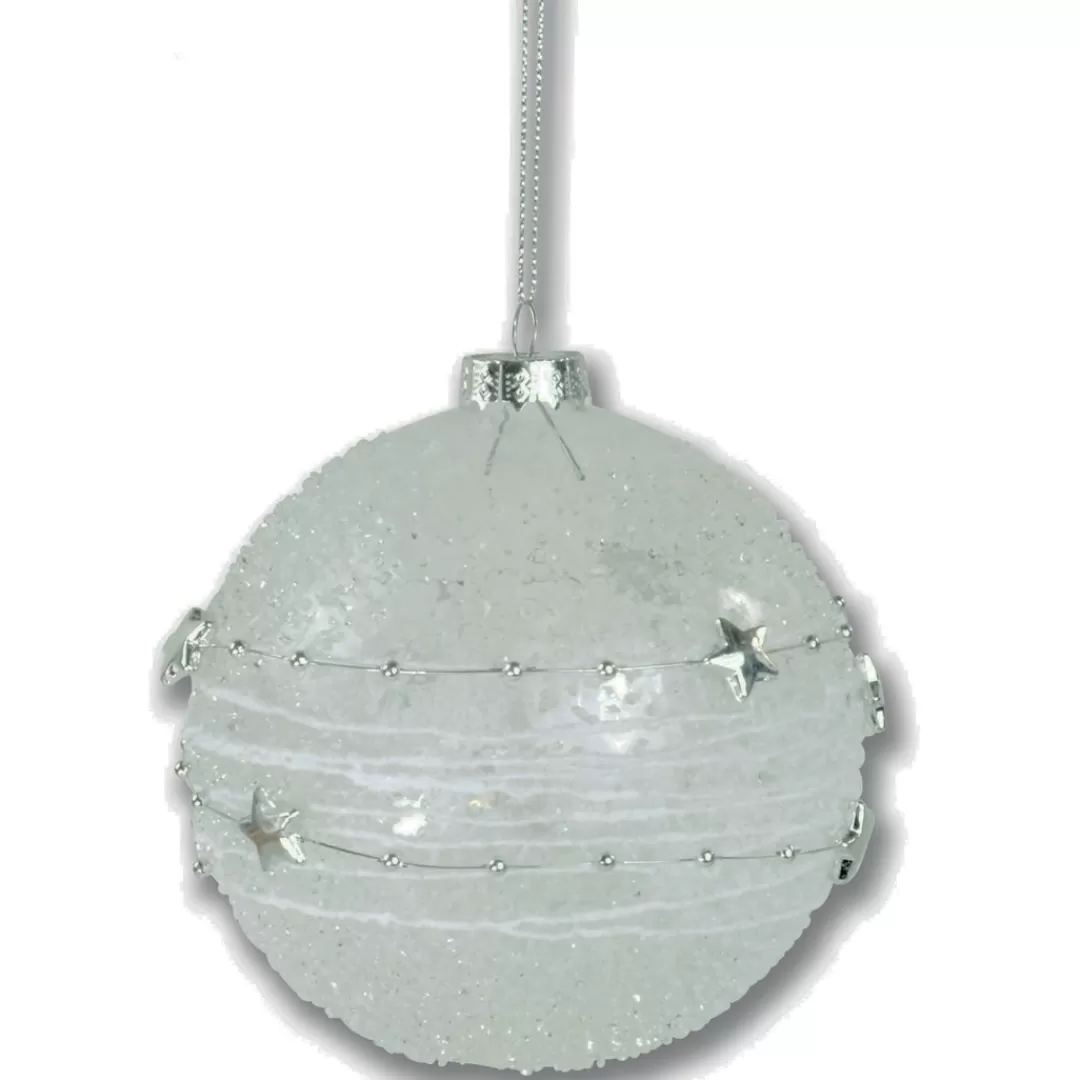 The Christmas Shop Silver & White Theme | Glass*Glass Ball With Stars