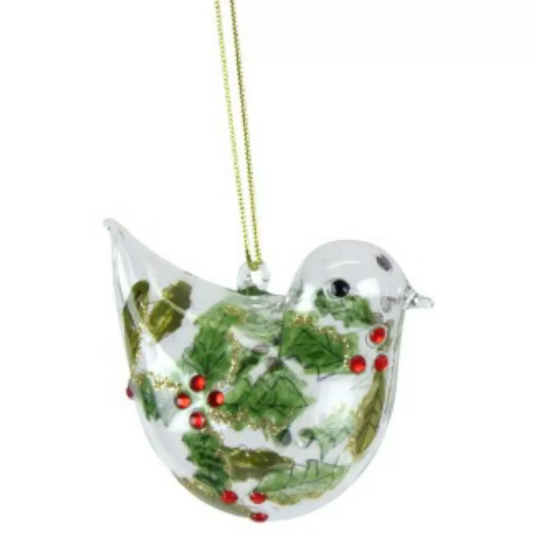 The Christmas Shop Characters | Glass*Glass Bird With Holly Motifs