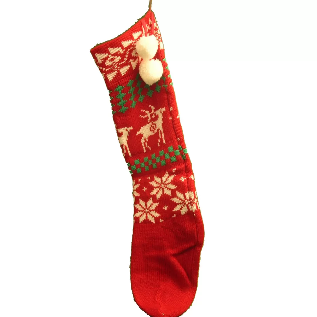 The Christmas Shop Stockings*Knitted Stocking With Reindeer Design