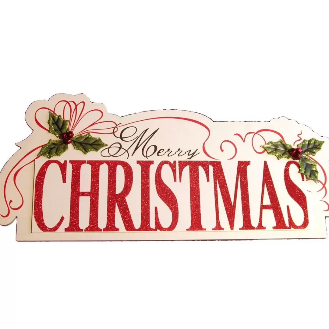 The Christmas Shop Banners & Signs | Wooden Ornaments*Large Merry Christmas Plaque