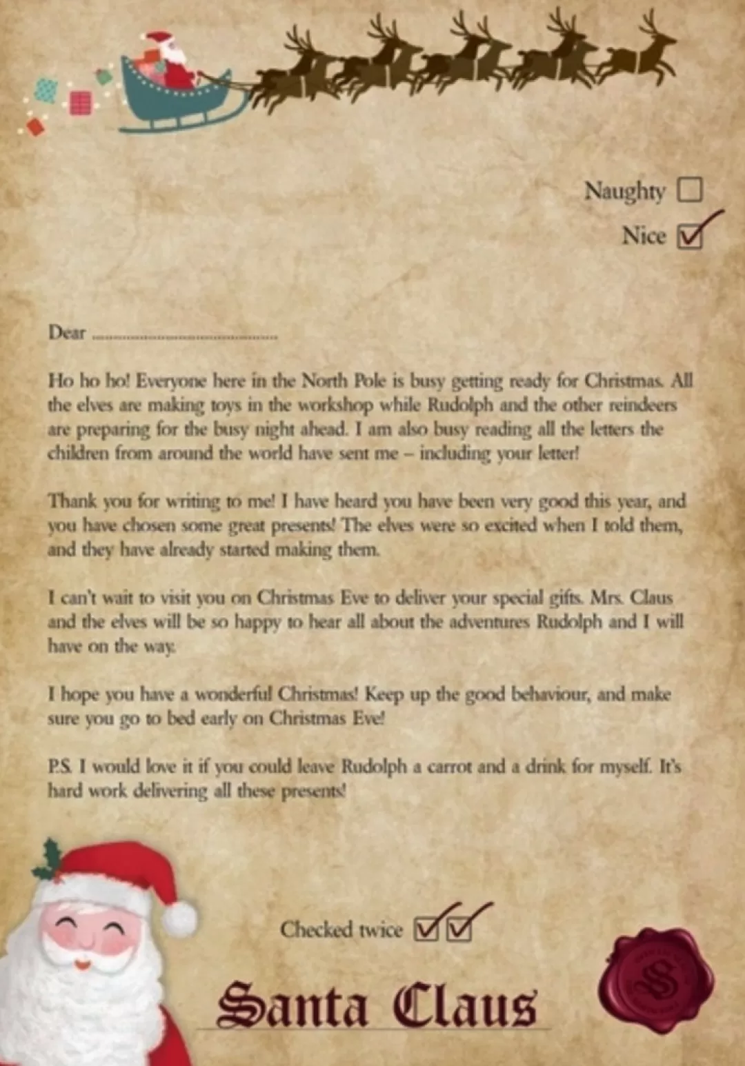 The Christmas Shop Single Cards*Letter From Santa