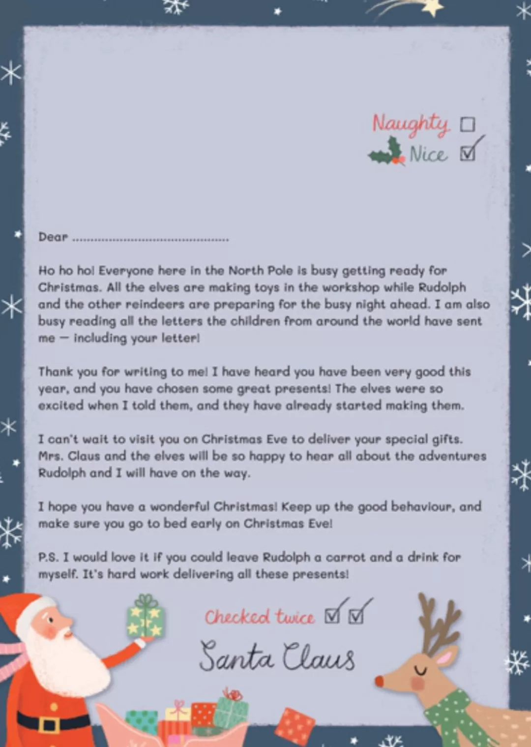 The Christmas Shop Single Cards*Letter From Santa