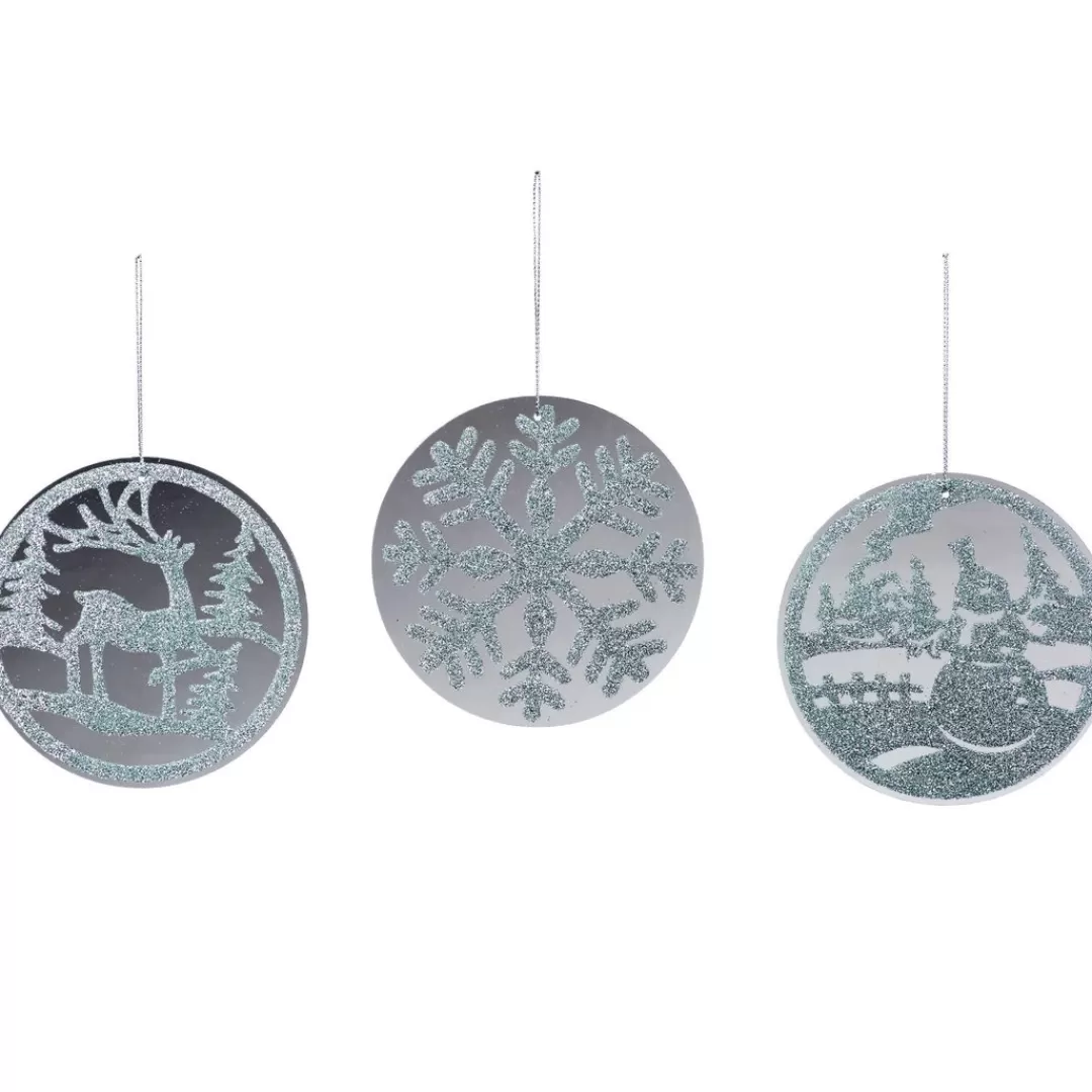 The Christmas Shop Silver & White Theme*Mirror Discs (Set Of 3)