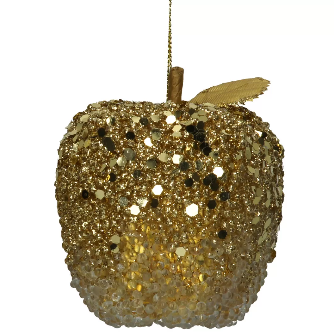 The Christmas Shop Gold Theme*Old Gold Bead & Sequin Apple