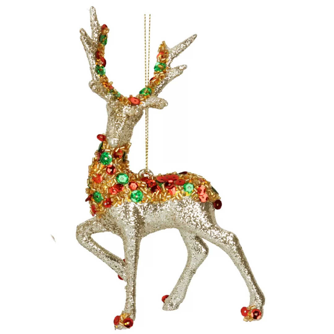 The Christmas Shop Gold Theme*Old Gold Glitter Stag