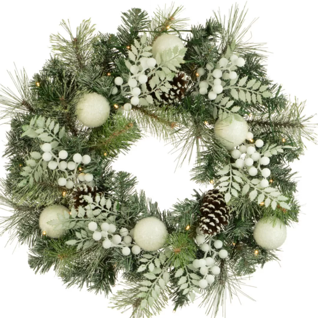 The Christmas Shop Wreaths*Prelit Frosted Berry Wreath