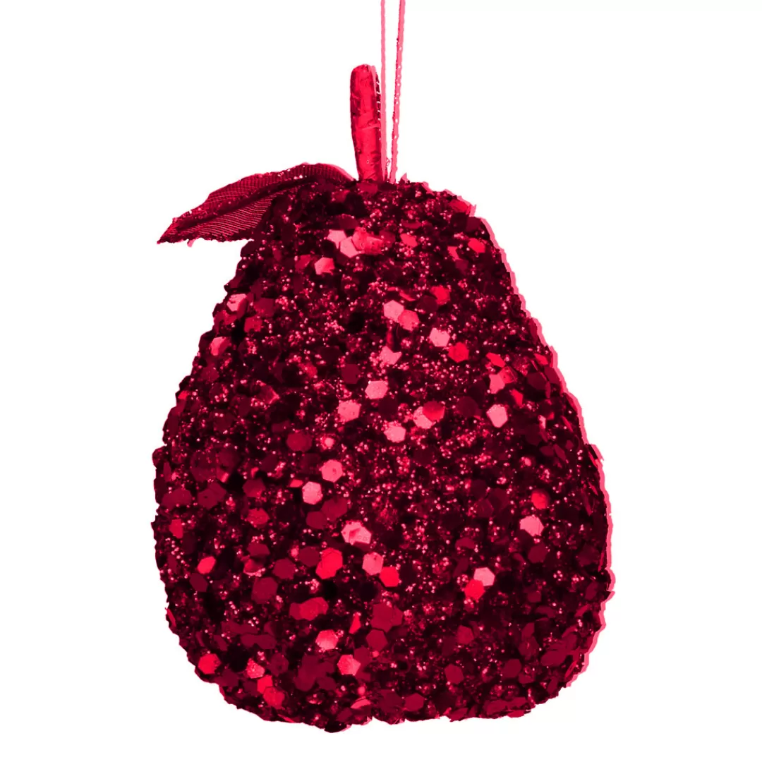 The Christmas Shop Red Theme*Red Sequin Pear