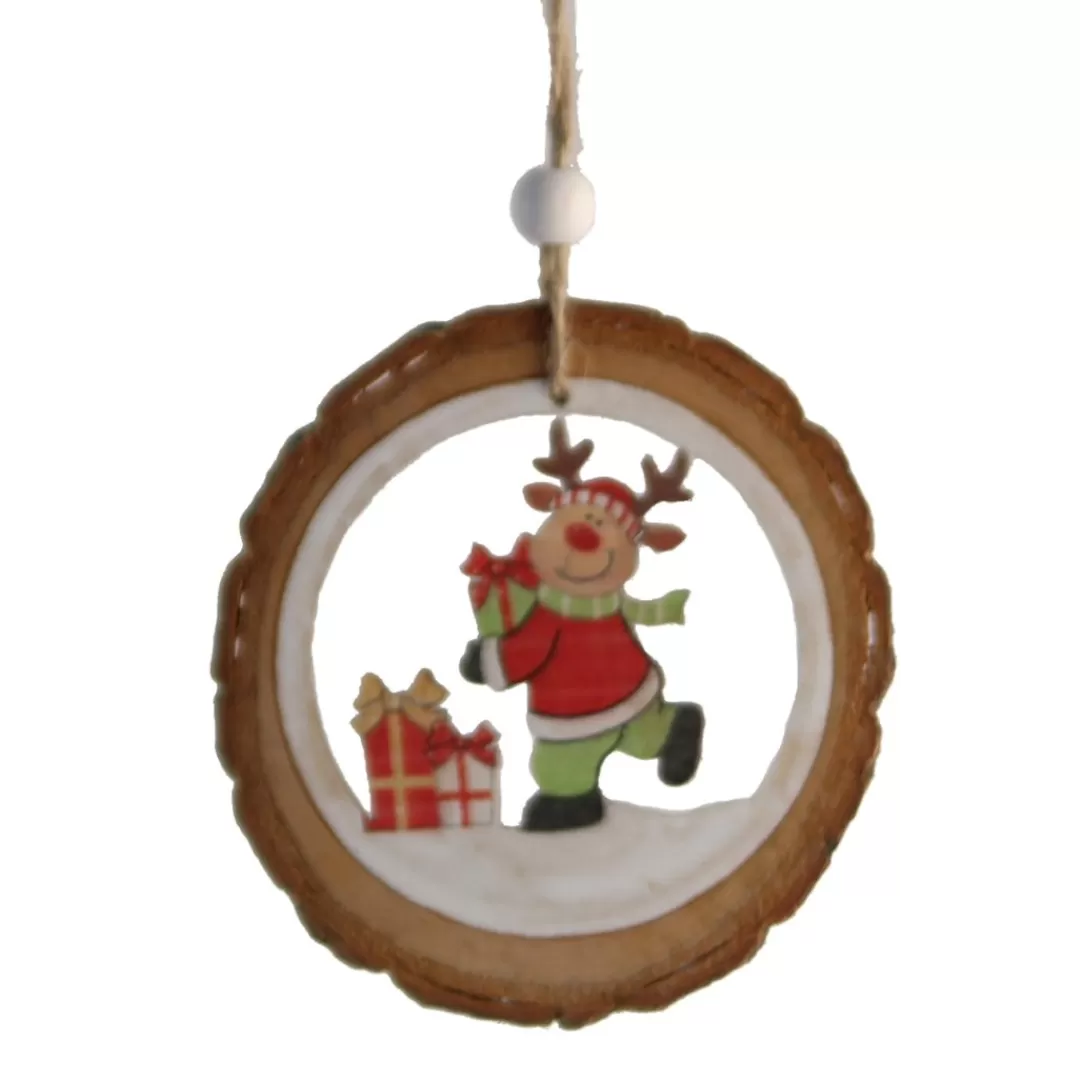 The Christmas Shop Wood | Characters*Reindeer With Parcel In Log