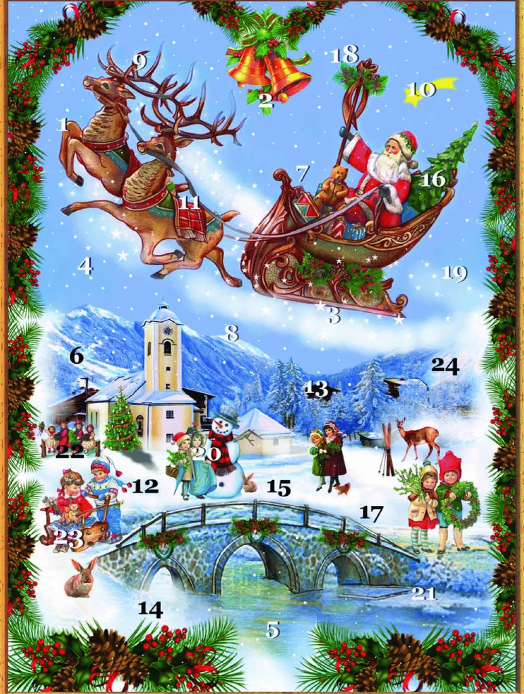 The Christmas Shop Advent Calendars - Card, Fabric And Wood*Santa Sleigh Advent Calendar