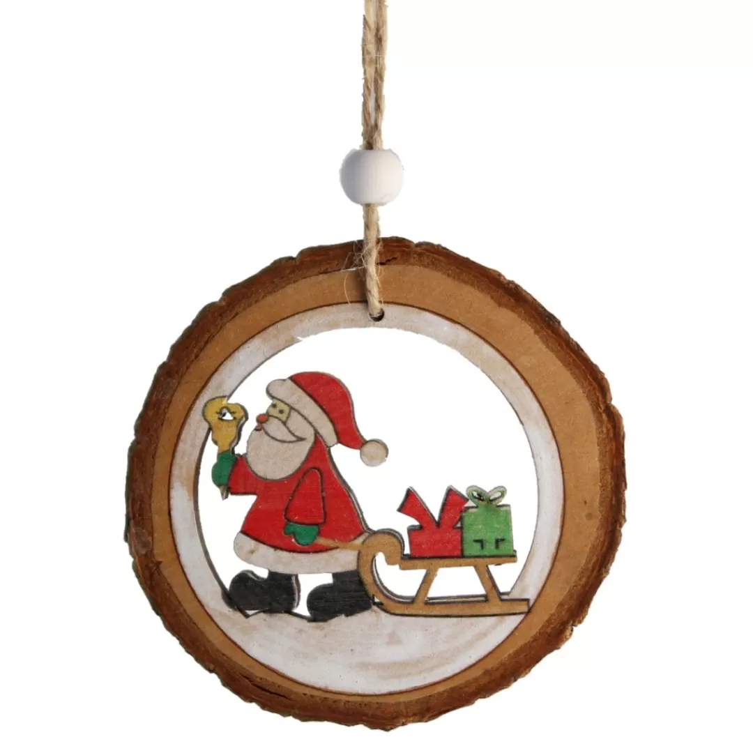 The Christmas Shop Wood | Characters*Santa With Sleigh In Log