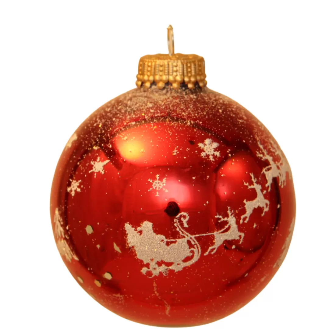 The Christmas Shop Red Theme | Glass*Santa's Sleighride Baubles