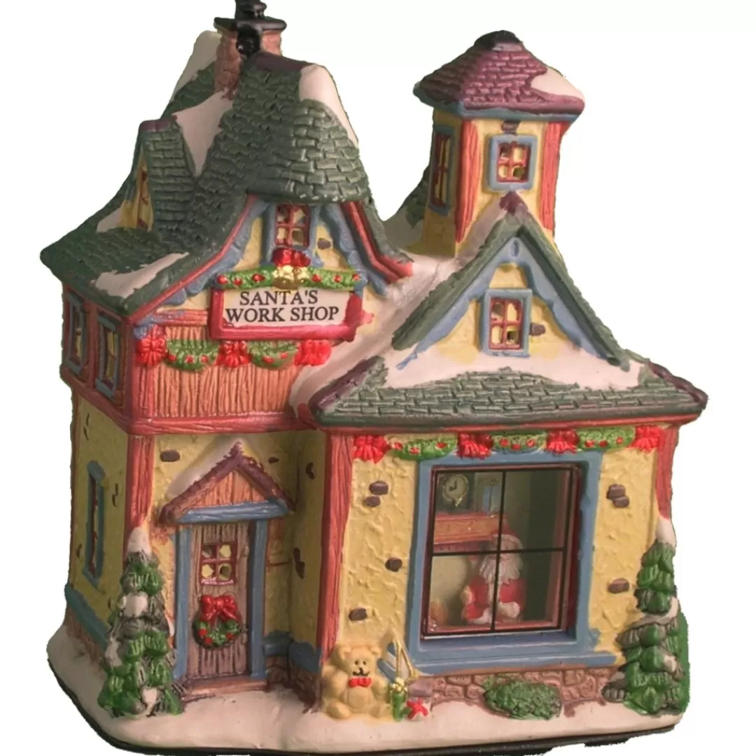 The Christmas Shop Lighted Houses*Santa's Workshop