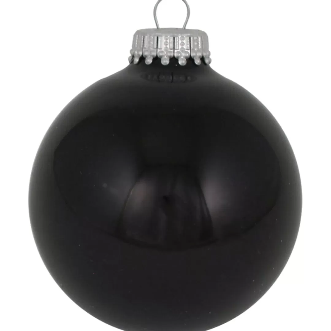 The Christmas Shop Glass*Shiny Black Glass Baubles