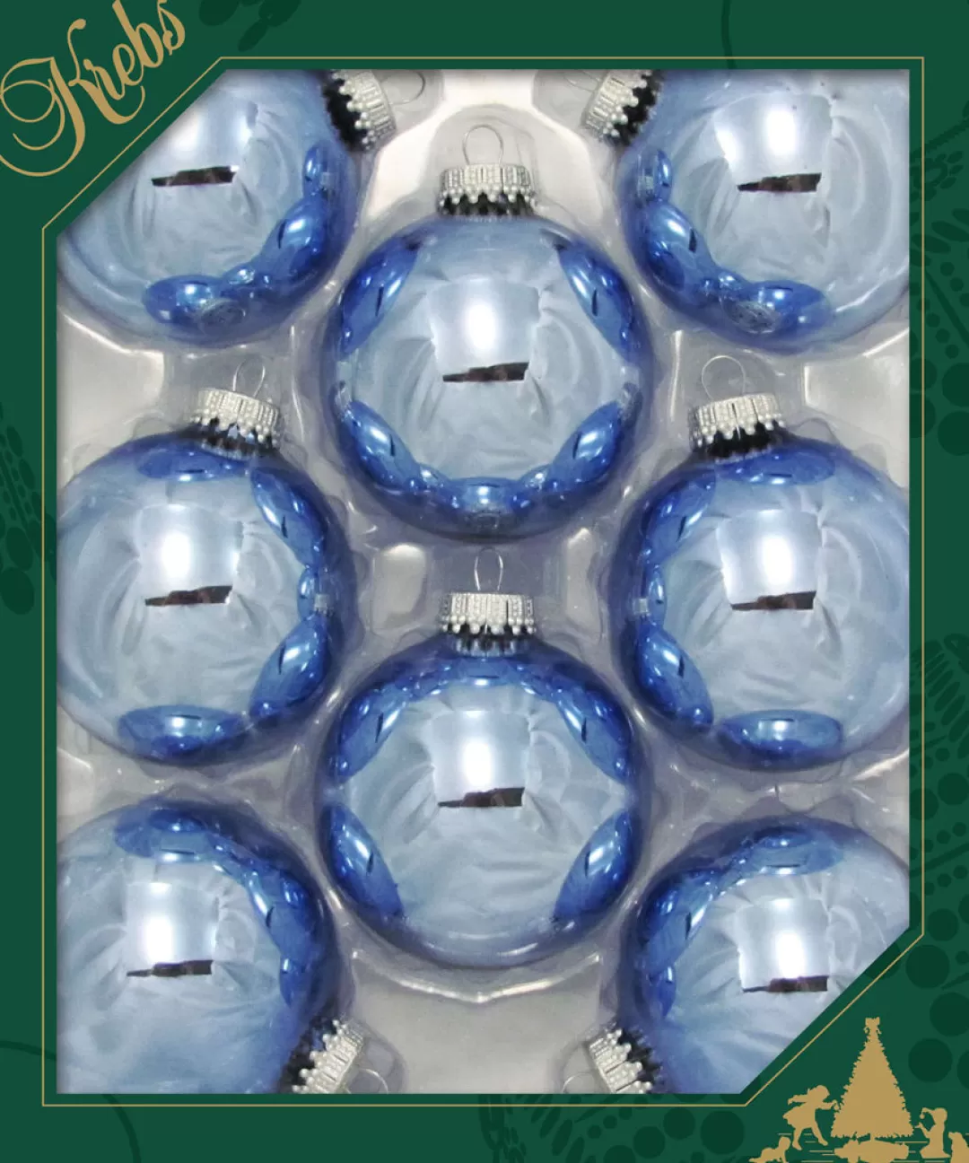 The Christmas Shop Glass | Glass*Shiny Light Blue Glass Baubles