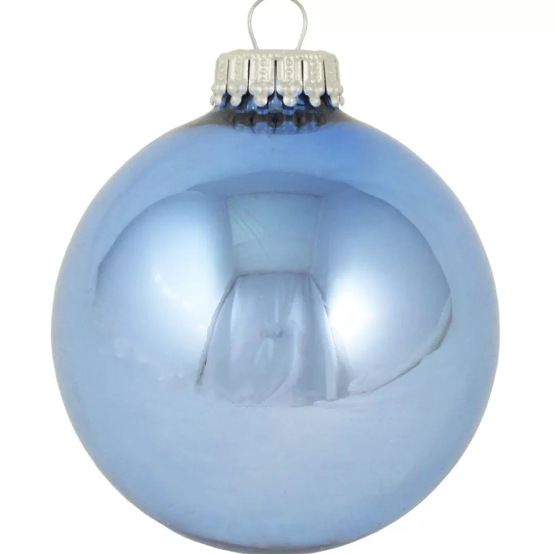 The Christmas Shop Glass | Glass*Shiny Light Blue Glass Baubles