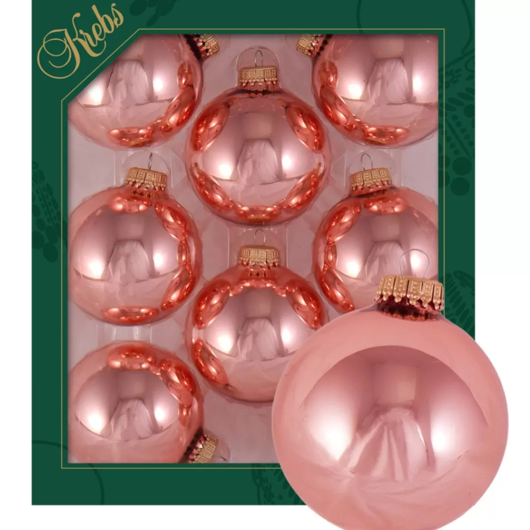 The Christmas Shop Glass*Shiny Pink Glass Baubles