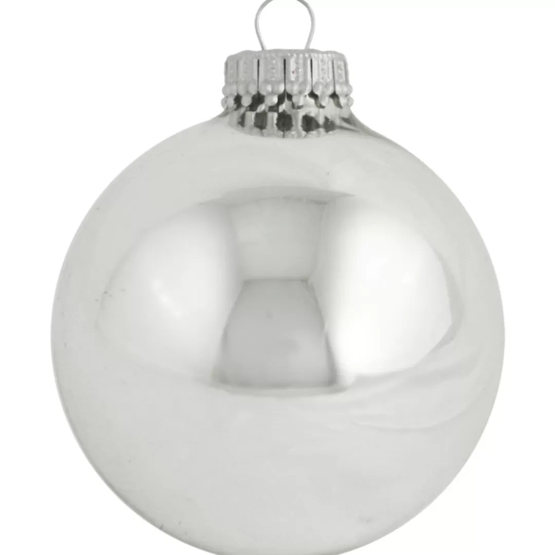 The Christmas Shop Glass | Silver & White Theme*Shiny Silver Glass Baubles