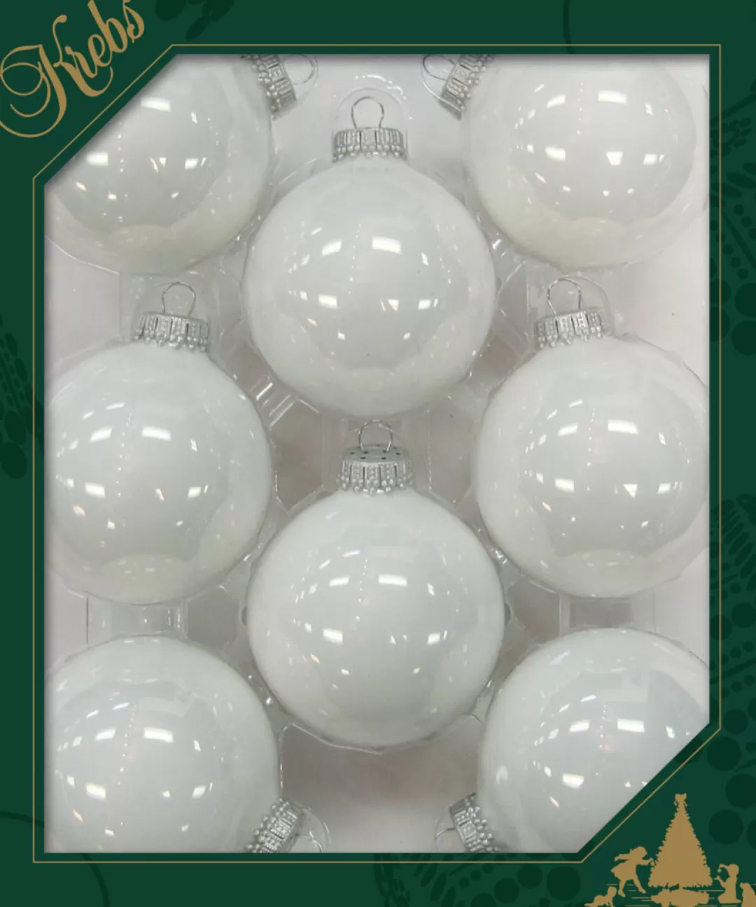 The Christmas Shop Silver & White Theme | Glass*Shiny White Glass Baubles