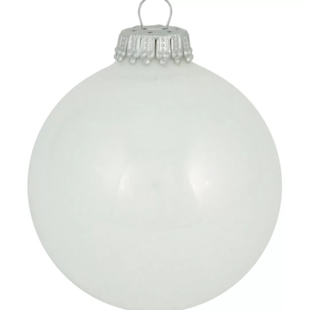 The Christmas Shop Silver & White Theme | Glass*Shiny White Glass Baubles