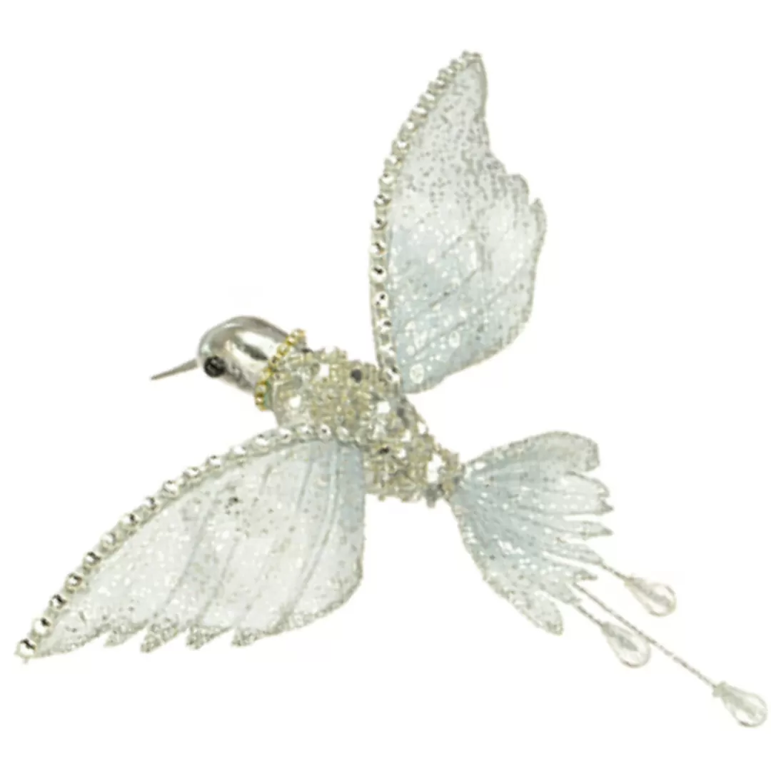 The Christmas Shop Silver & White Theme*Silver Glitter Hummingbird