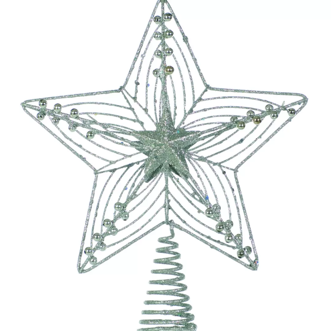 The Christmas Shop Treetop Stars | Silver & White Theme*Silver Glitter Treetop Star