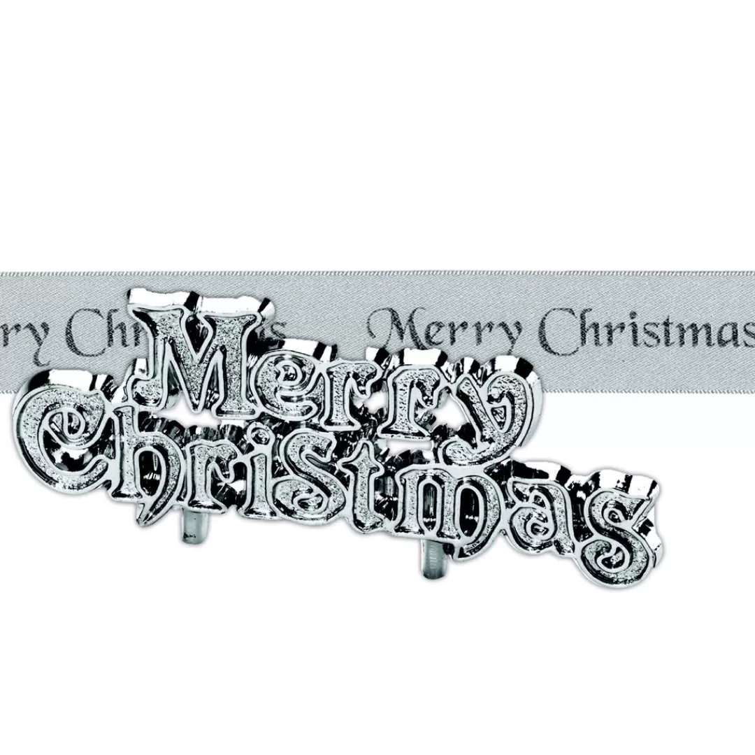 The Christmas Shop Cake Decoration*Silver Ribbon & Sign