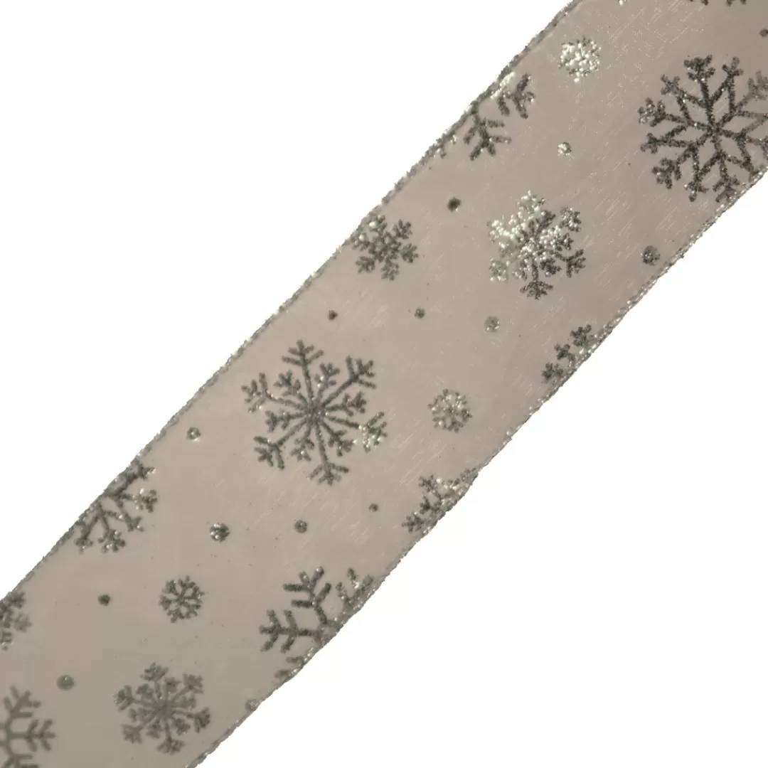 The Christmas Shop Ribbon | Silver & White Theme*Silver Ribbon W/snowflakes