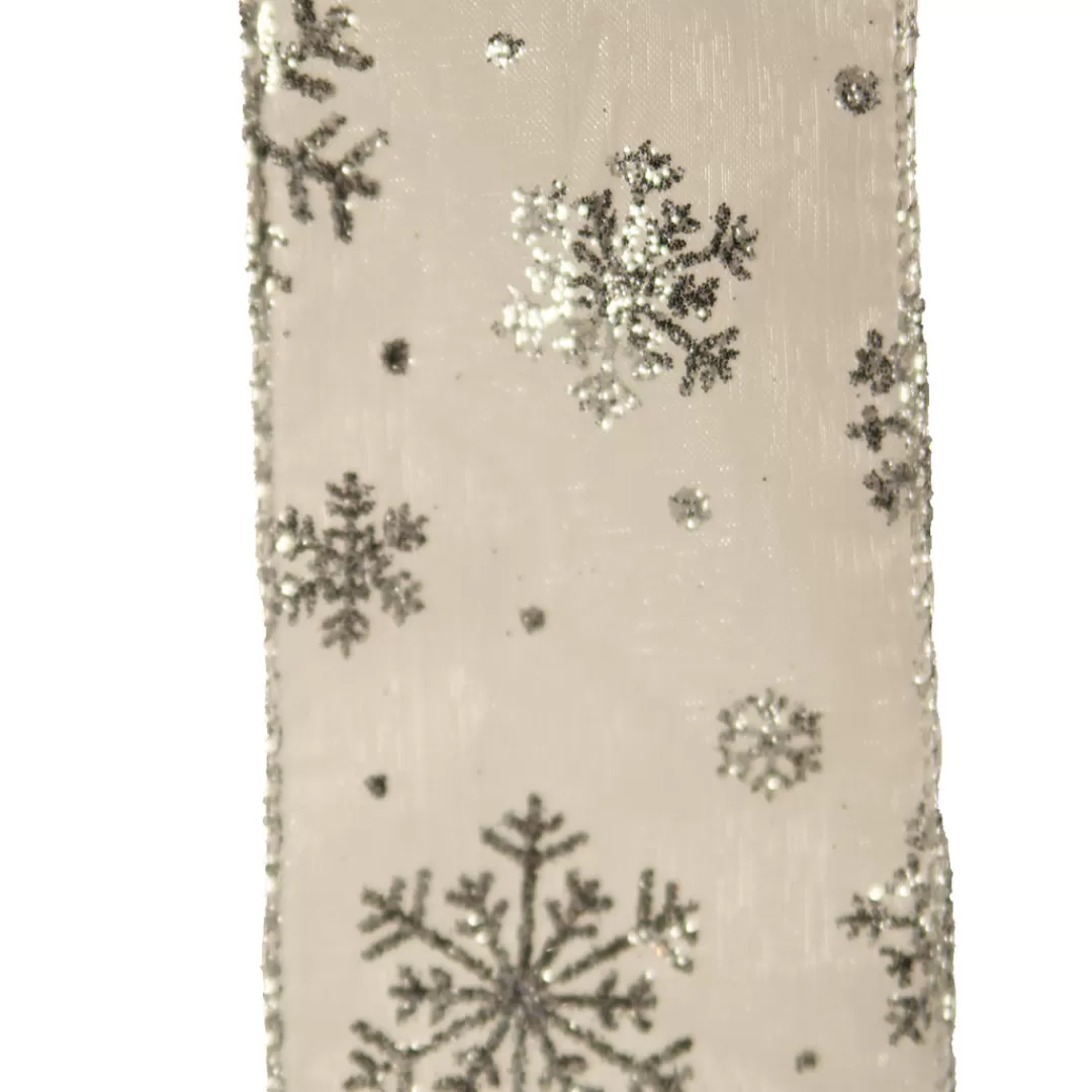 The Christmas Shop Ribbon | Silver & White Theme*Silver Ribbon W/snowflakes