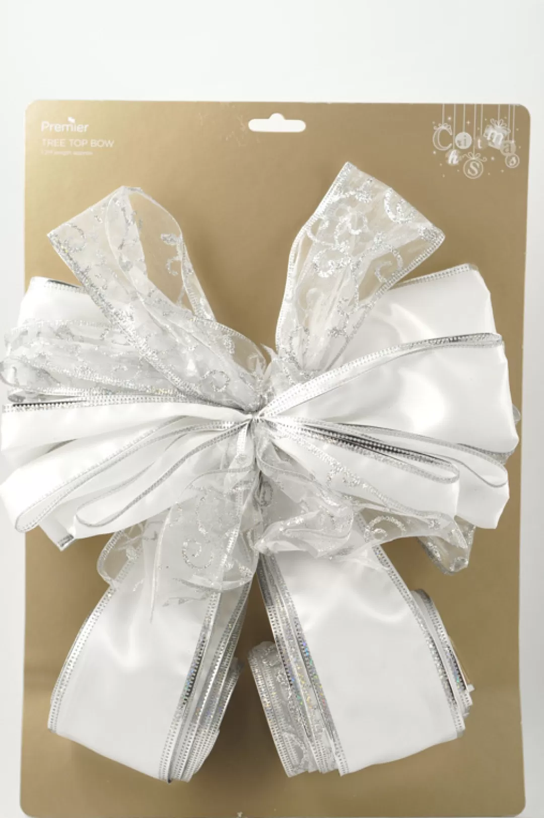 The Christmas Shop Silver & White Theme | Treetop Stars*Silver Treetop Bow