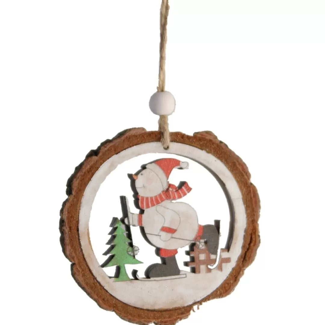 The Christmas Shop Wood | Characters*Skiing Snowman In Log