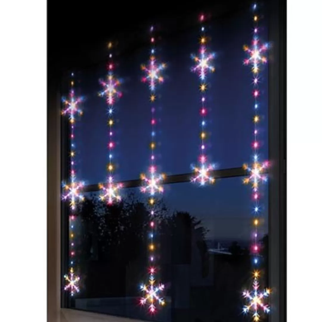 The Christmas Shop Electric Operated Lights*Snowflake Pin Wire Curtain Light