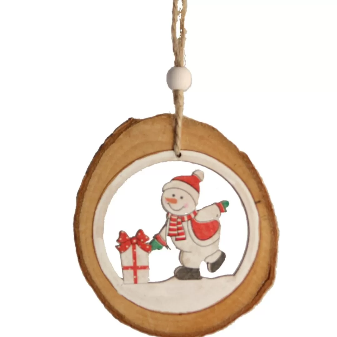 The Christmas Shop Wood | Characters*Snowman With Parcel In Log