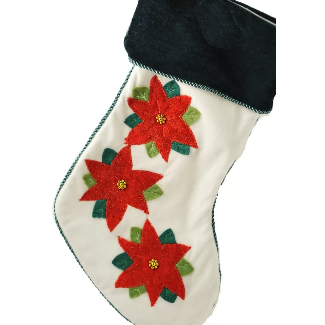 The Christmas Shop Stockings*Stocking With Poinsettia Motifs