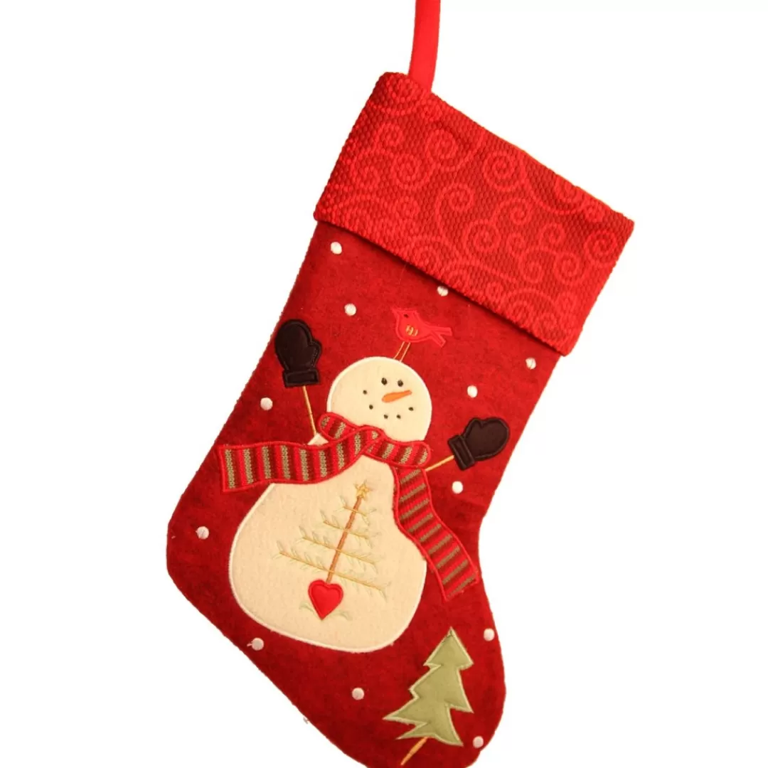 The Christmas Shop Stockings*Stocking With Snowman Motif