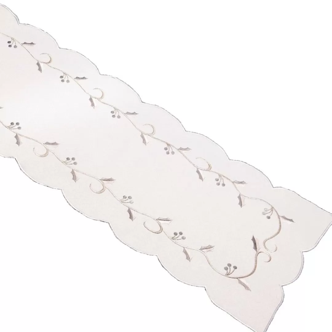 The Christmas Shop Tableware | Tablecloths*Table Runner - White Holly Vine