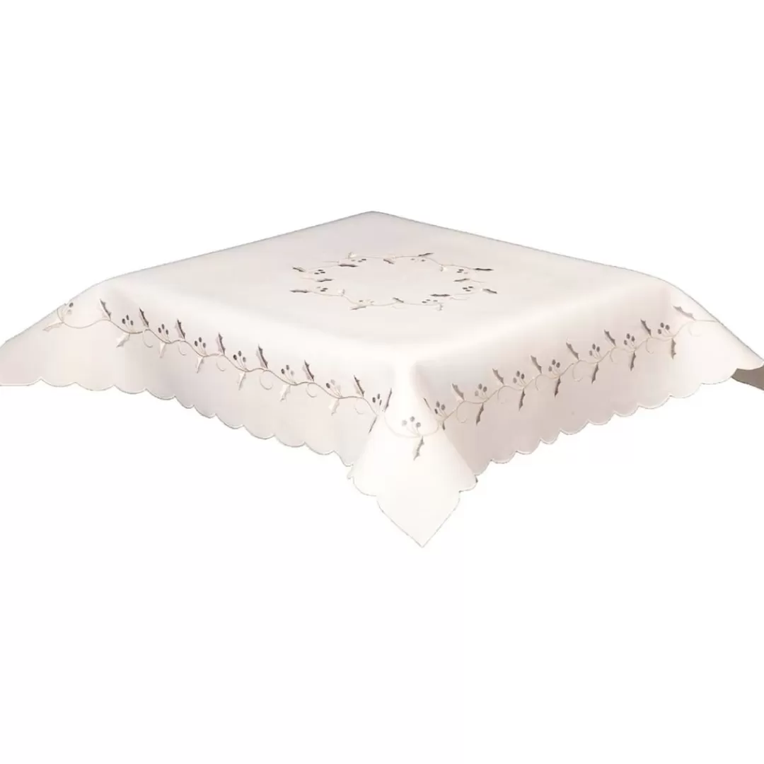 The Christmas Shop Tablecloths*Table Topper - White Holly Vine