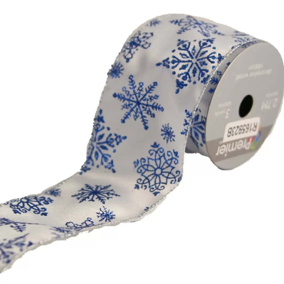 The Christmas Shop Ribbon | Other Colours*White Ribbon With Snowflakes