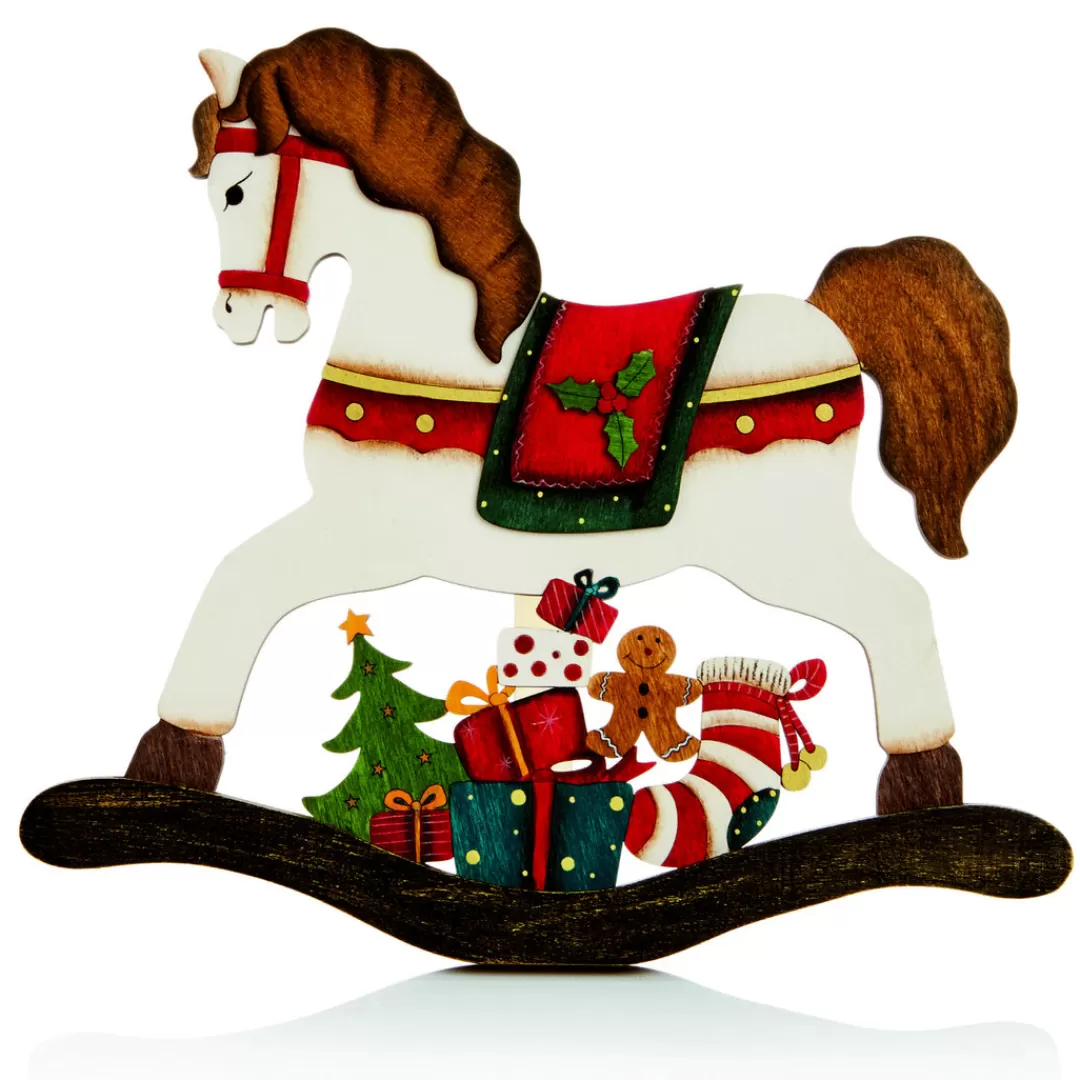 The Christmas Shop Wooden Ornaments*Wood Rocking Horse